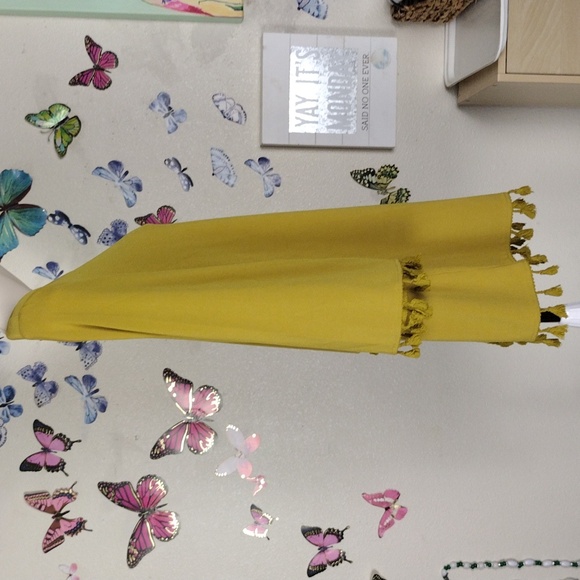 Nina Leonard vintage mustard yellow half sleeve blouse with tassles - Picture 7 of 9